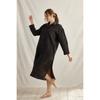 Vestido Camisa de Lino Plisado para Mujer Casual Largo Cuello Solapa