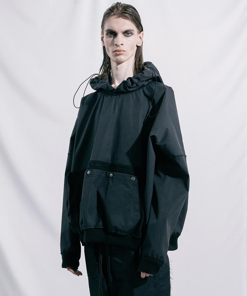 Black Square Cut Hoodie