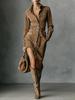 2025 Autumn Suede Velvet Long Sleeve Lapel Shirt Dress with Belt