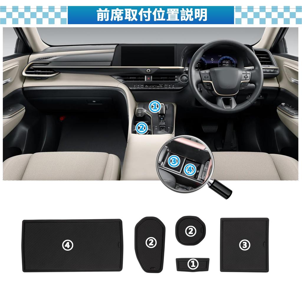 SXCY New Toyota Crown Sport Exclusive Rubber Mat Interior Rubber Mat Crown Sports Door Pocket Mat Crown Sport Exclusive Sheet Scratch Prevention Mat