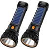 2pcs Solar/Rechargeable Multi Function 1000 Lumens LED Flashlight1200 Mah Battery, Emergency Power Supply and USB Charging Cable, Fast Charging (2PC)