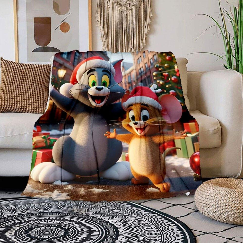 Tom & Jerry Christmas Adventure: Festive Fun for Kids! Blanket Flannel Throw Blanket for Sofa, Bed, Travel, Camping, Office 100x150cm