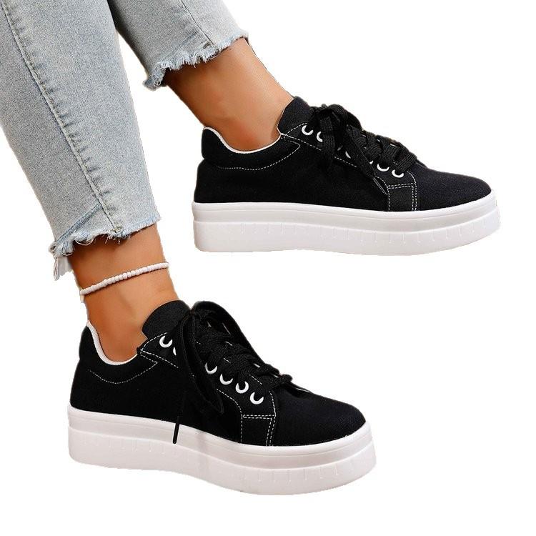 Women‘s Casual Chunky Platform Sneakers Breathable PU Leather Anti-Slip Sport Walking Shoes for Women Outdoor Comfortable Lace-up Tennis Sneakers