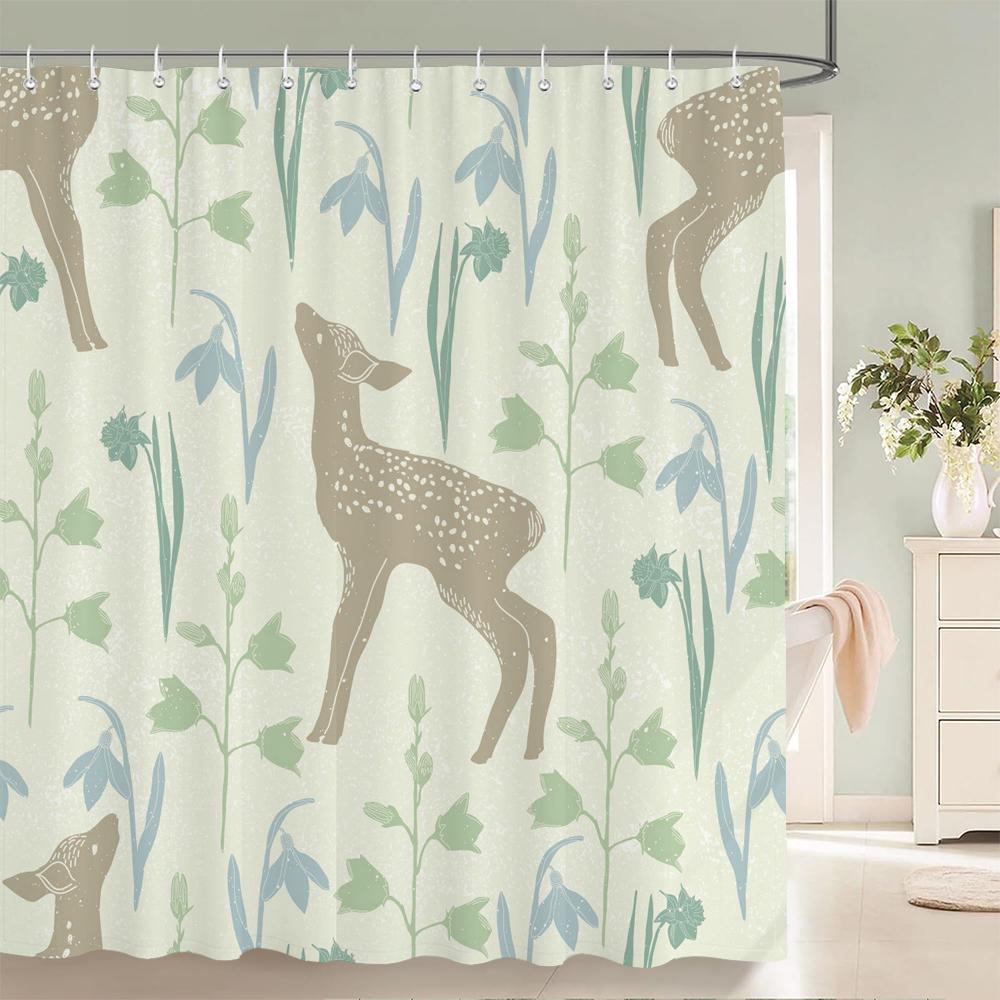 Cute Cartoon Animals Shower Curtain Printing Polyester Fabric Cartoon Bathroom Curtain Home Decoration Curtain with Hooks