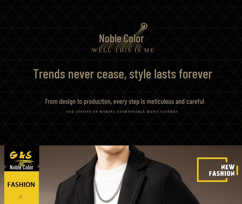 Men's Wool Tweed Mid-Length Suit Collar Windbreaker - British Style Autumn/Winter Coat