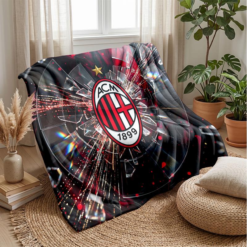 AC Milan Theme Blanket Soft Flannel Blanket Plush Throw Blanket Cozy Sofa Bed Blanket for Home Decor