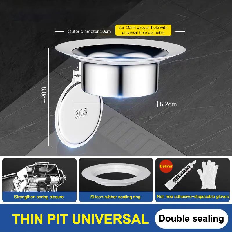 Stainless Steel Toilet Floor Deodorize Stopper S/L Squatting Pan Anti-smell Plug Bathtub Sewer Pipe Anti-blocking Cover