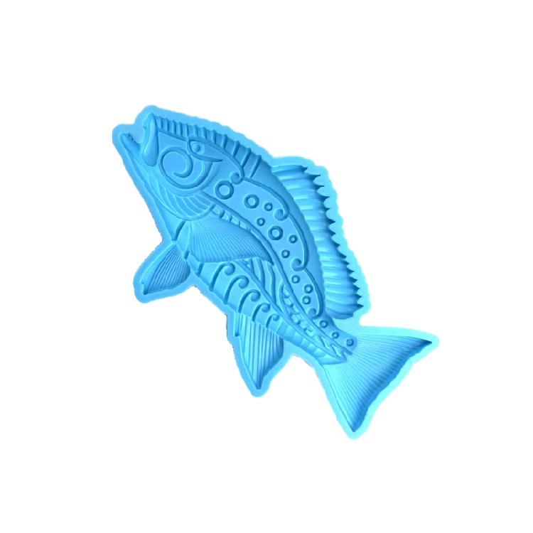Soft Silicone Mold for DIY Craft Wall Hanging Decorations Embossed Fish Shaped Design Crystal Epoxy Resin Casting Mould