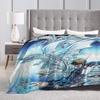 Blue-Eyes White Dragon Japanese Anime Yu-Gi-Oh Blankets Soft Warm Flannel Throw Blanket Cover for Bed Living room Home Sofa