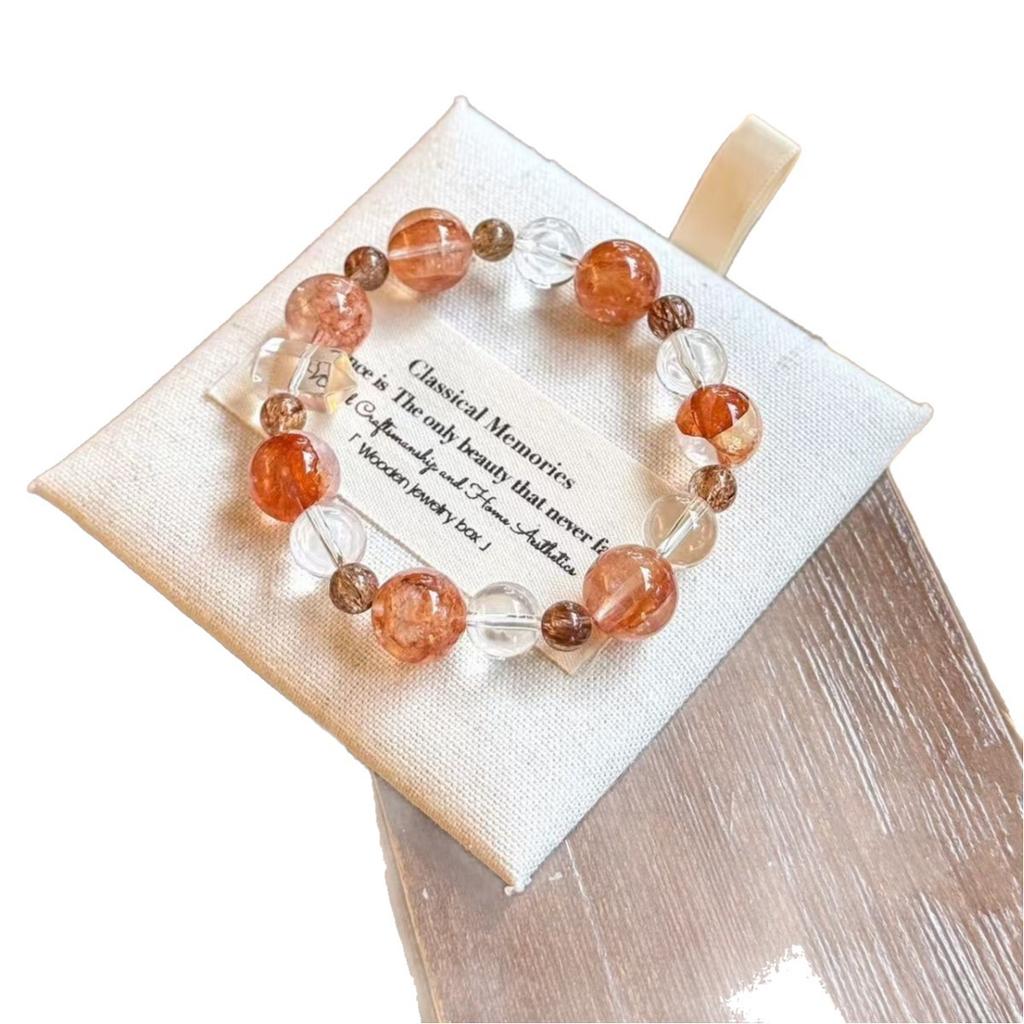 Natural white crystal red agate bracelet for women, high-end black gold super seven exquisite fashion bracelet, original niche design