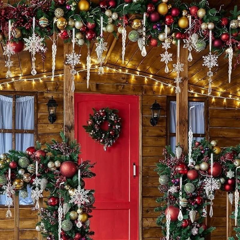 10Pcs Crystal Snowflake Icicle Christmas Decorations Hanging Tree Ornaments for Home Decor New Year Party Supplies Accessories