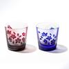 Taiburo Edo Glass Red Fuji and Wave Fuji with Cherry Blossoms Pair of Cups and Gift Made in Japan [Official Studio] - (Red Blue) TB022-204R_206B,