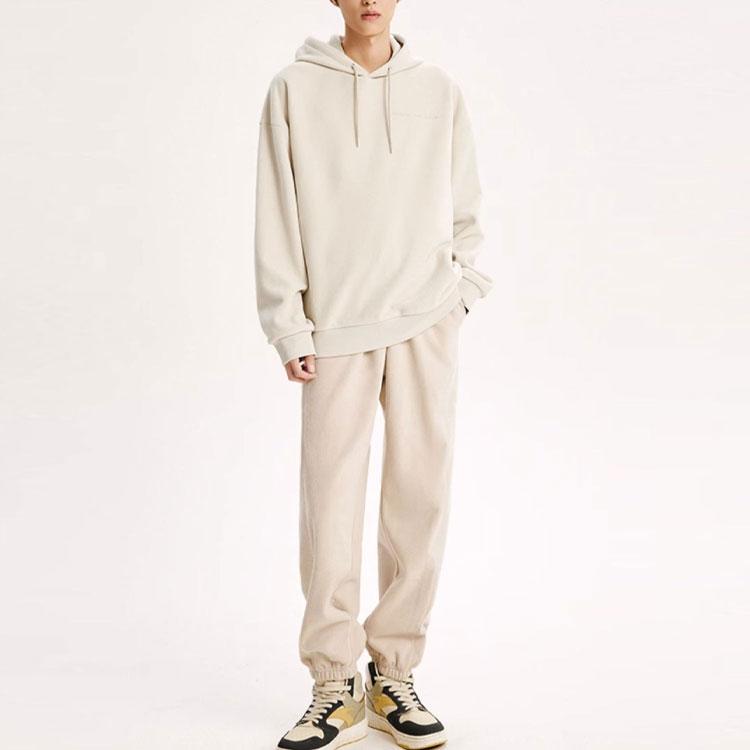 Anta Basketball Series Solid Color Hooded Pullover Fleece Sweatshirt Unisex sweatshirt Cool-Gray 972341702-6