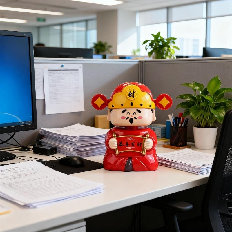 God of Wealth Solar Powered Dancing Toy Cai Shen Car Shaking Head Dancer Doll God of Wealth Toy Figurine Desk Decors