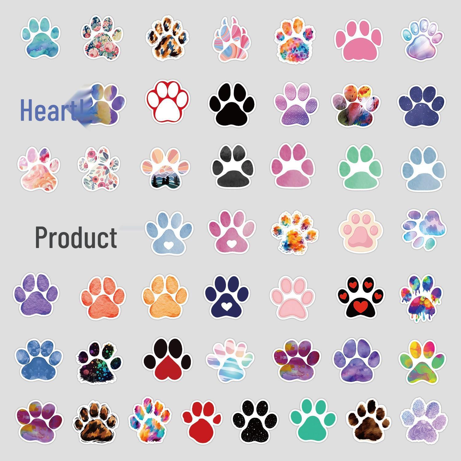 50 Cute Paw Series Waterproof Graffiti Stickers for Water Bottles, Skateboards, and Children s Stationery