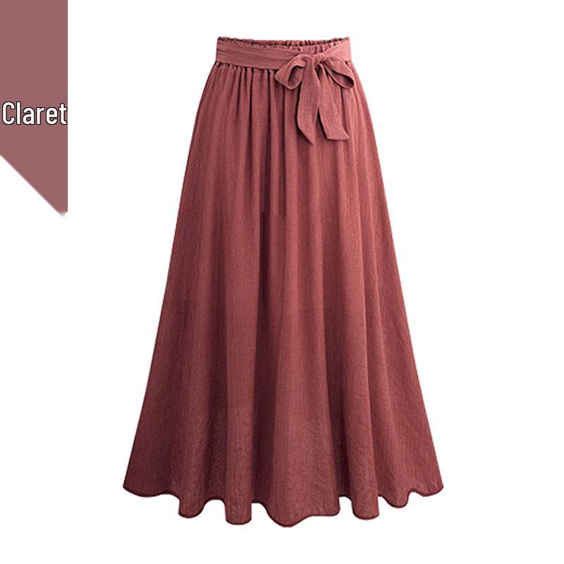 

Plus Size Ruffle Midi Skirt - Korean Style Summer Fashion for Women XXL вина червоного кольору