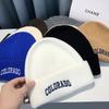 Knitted Hat Women's Autumn and Winter Letter Embroidery Wool Hat Warm Versatile Pullover Ear Protector Cold Hat Men's Trend