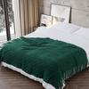 Green Knit Throw Blanket for Couch Outdoor Indoor Textured Boho Blanket Farmhouse Throw for Living Room Lightweight Decorative