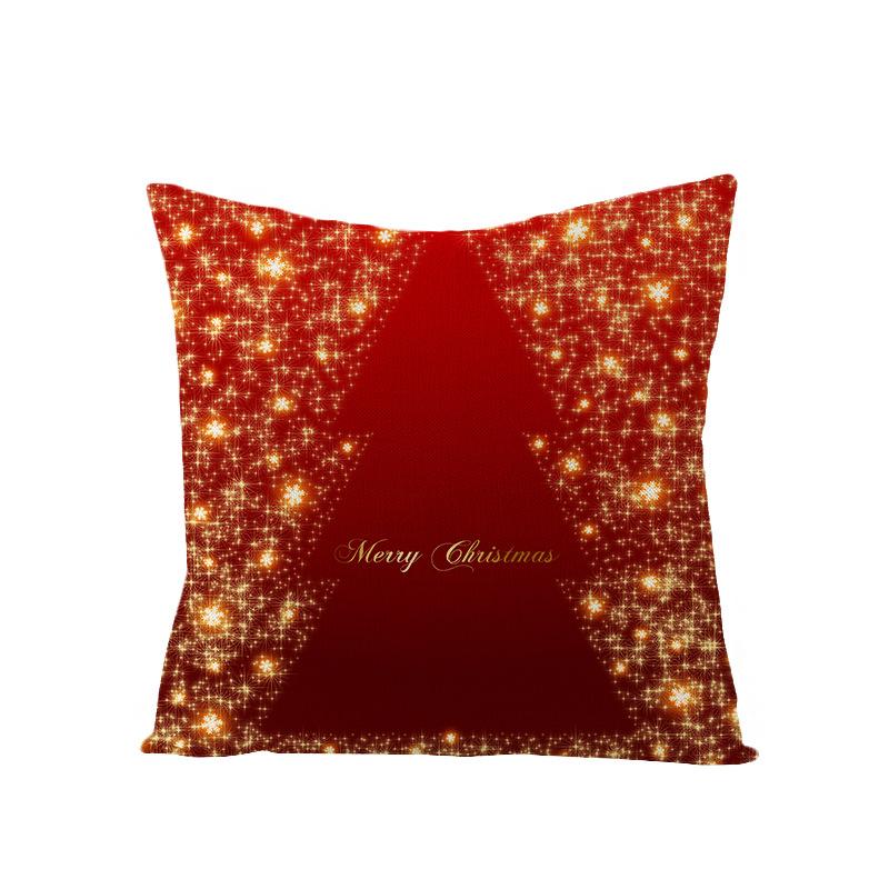 Cartoon Printed Polyester Pillow Cover Christmas Cushion Cushion Cover Red Christmas Home Decoration