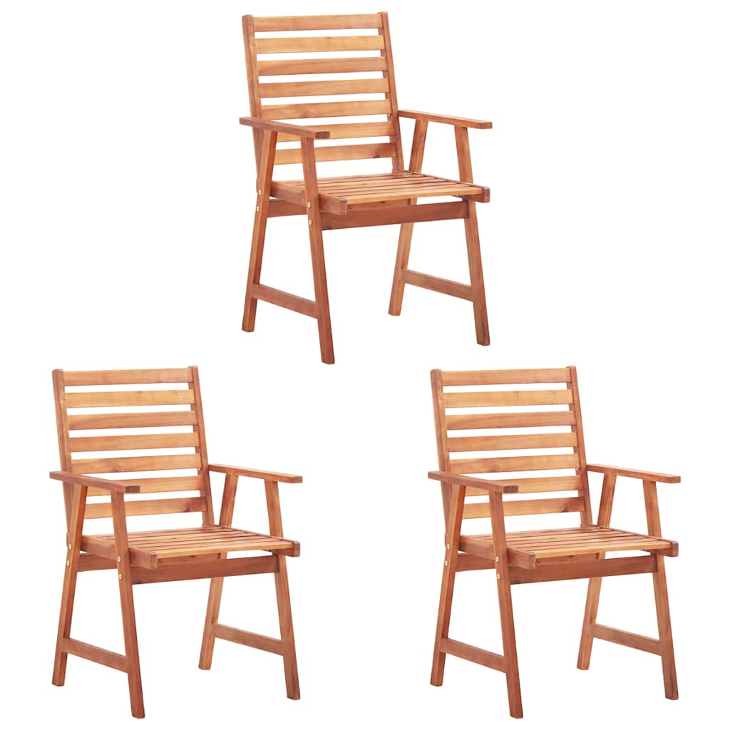 Garden Dining Chairs 3 pcs with Cushions Solid Acacia Wood