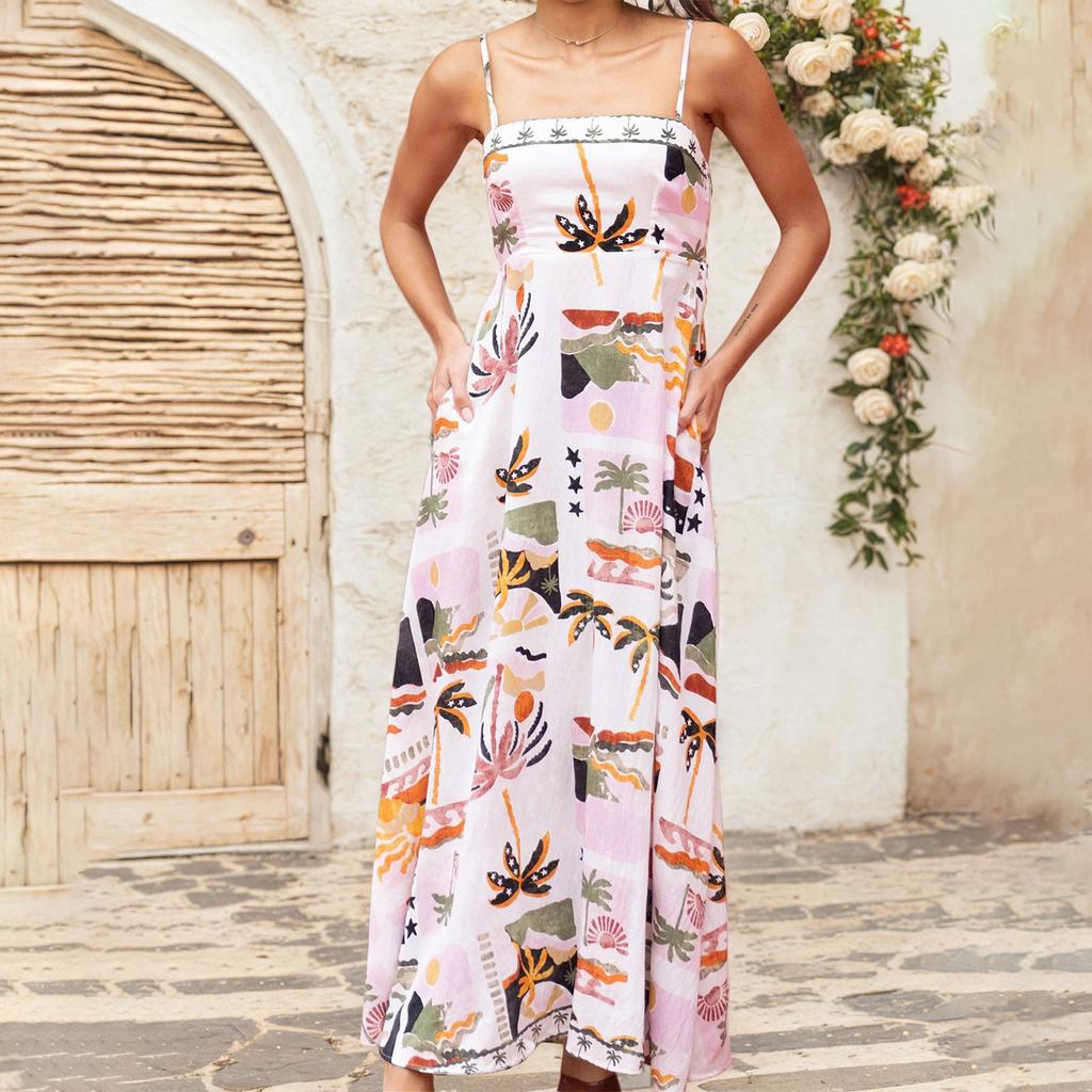 Women's Casual Fashion Vintage Suspender Dress Elegant Holiday Dress