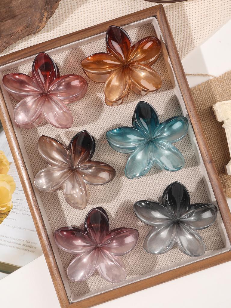 Hawaiian Flower Hair Claw Clips for Women,Gradient Large Barrette for Thick Hair,No-slip Hairpins Women Beach Hair Accessories
