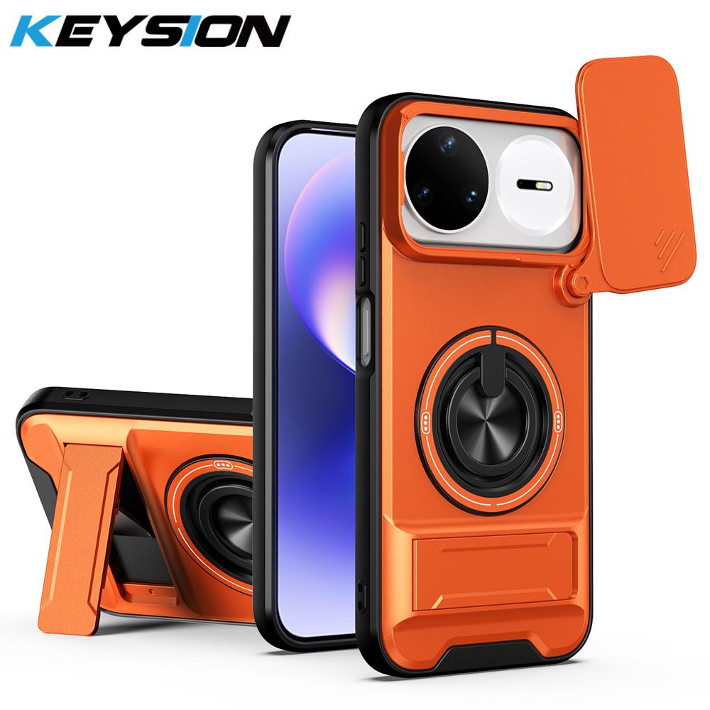 KEYSION Magnetic Phone Case for Huawei Nova 15 Pro Slide Camera Lens Protection Upright Kickstand 360° Ring Shockproof Back Cover
