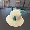 Cute Kids Sun Hat With 3D Cartoon Bear And Dinosaur Summer UV Protection Bucket Cap For Boys And Girls Straw