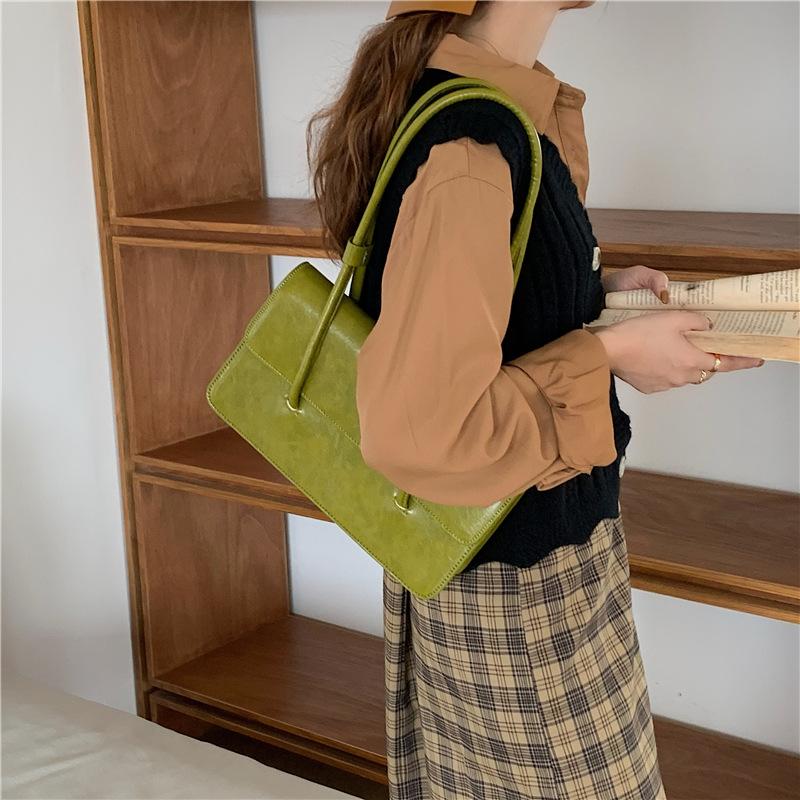 Fashion Women Small Tote Shoulder Bag Retro Design Women Clutch Wallet Handbags Solid Color PU Leather Female Forearm Bags