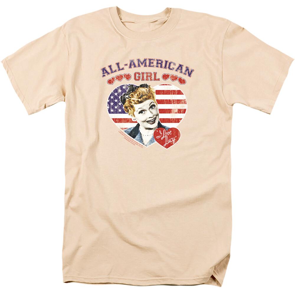 I Love Lucy All American Logo T Shirt Mens Licensed Classic TV Cream S