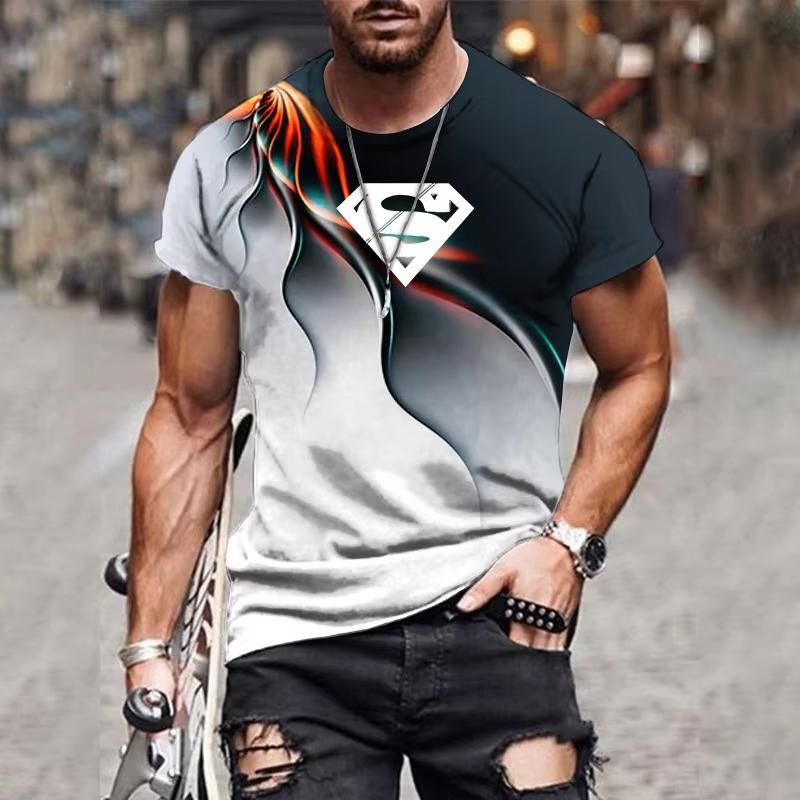 

Round Neck 3D Graphic Print Fashionable Short Sleeved Men s T-shirts - Soft Medium Stretch Polyester Fabric Summer Relaxed Fit Clothing 6XL