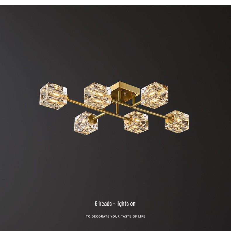 Nordic Luxury All-Copper LED Ceiling Lamp with Crystal Design