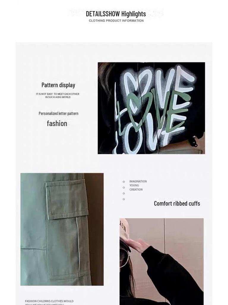 Korean Style 2024 Western-Style Two-Piece Letter Top and Overalls for Girls