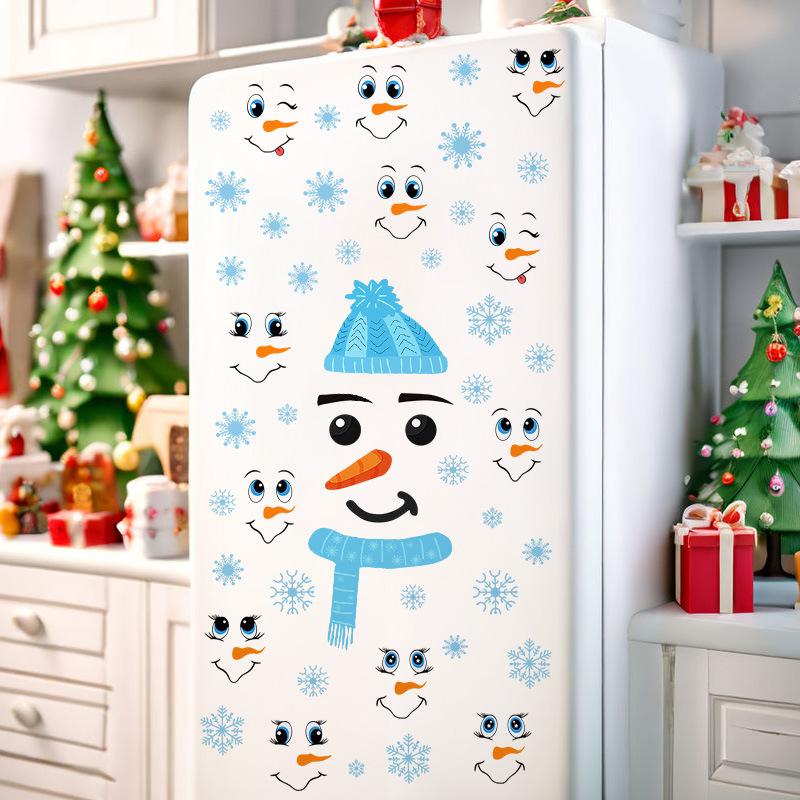 Christmas wall sticker snowman emoji cartoon blue emoji sticker gift decorative sticker glass window decorative sticker