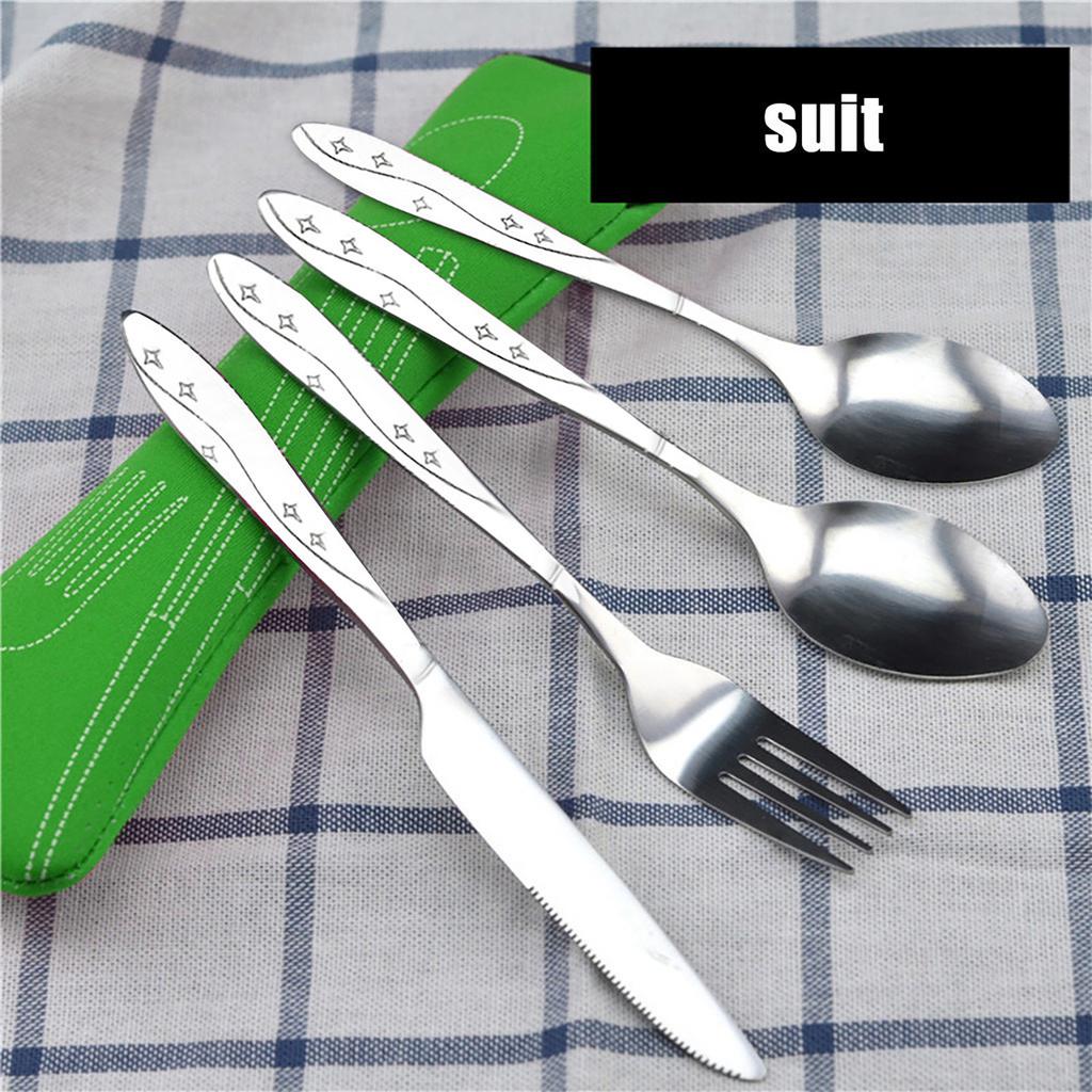 4 Pcs Stainless Steel Knifes Fork Spoon Family Travel Camping Cutlery Eyeful
