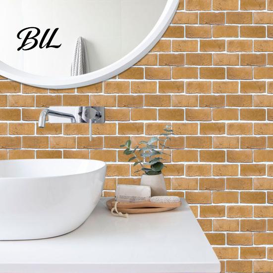 Oil Proof Wall Stickers for Bathroom 5Pcs Vintage Brick Tile Stickers, Waterproof Oil?Proof Wallpaper, Peel Sheets Kitchen & Stick Backsplash Living