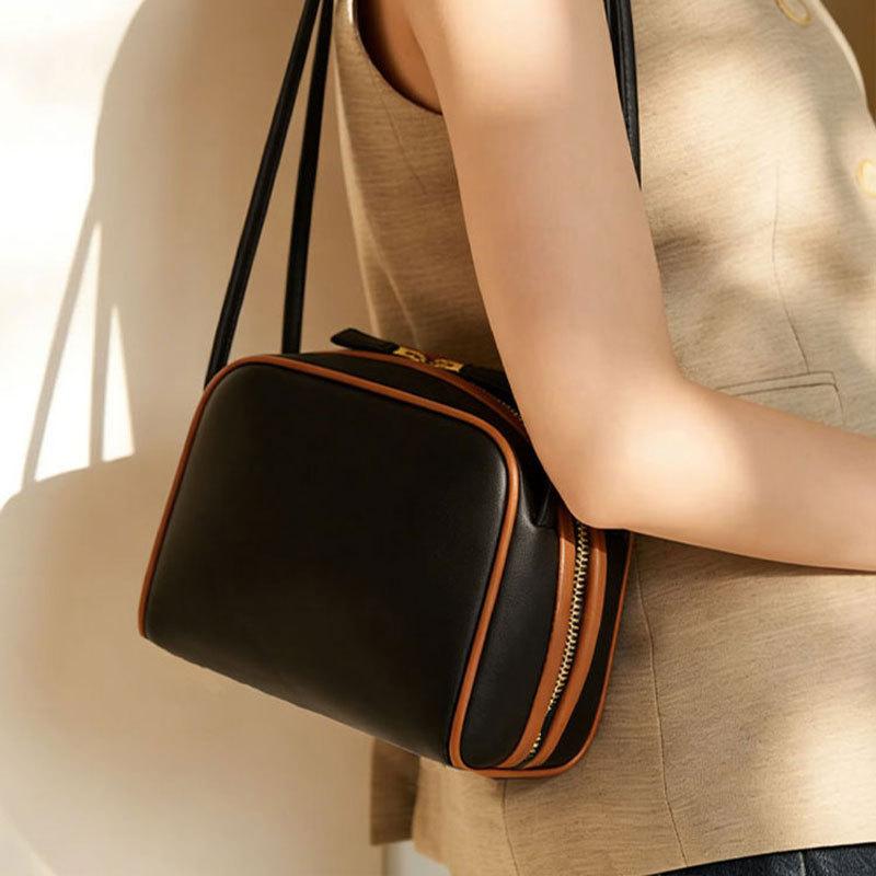 Shoulder Bag, Square Box Bag, High-end Sense, Contrasting Color, Fashionable Bag, Women's Simple Commuting Armpit Bag