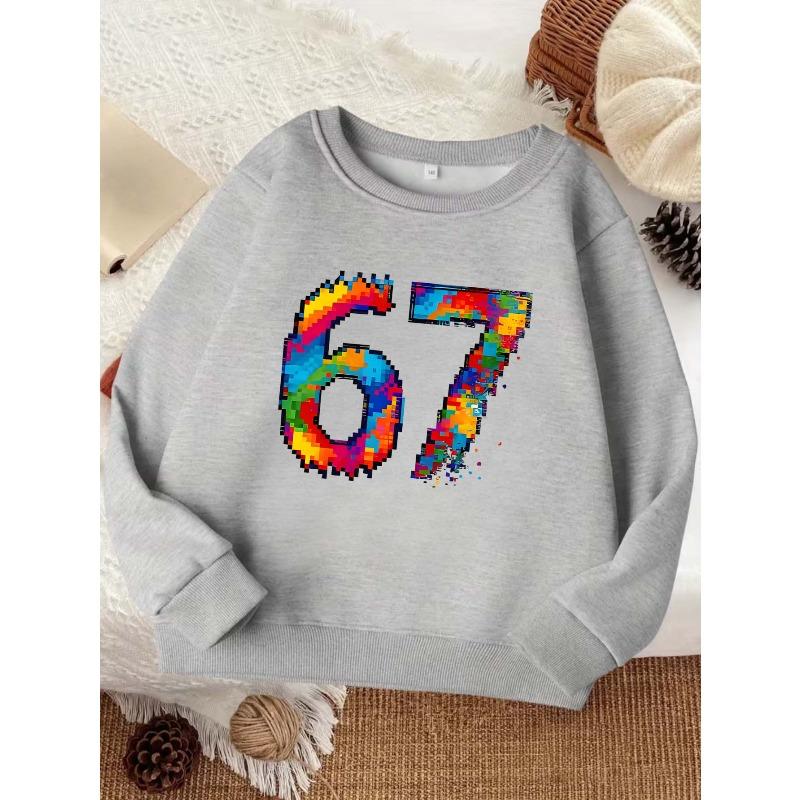 European Sizes New Stylish And Comfortable Round-Neck Sweatshirt for Kids, Featuring Trendy And Cute Print Designs, Suitable for Ages 3 And Up