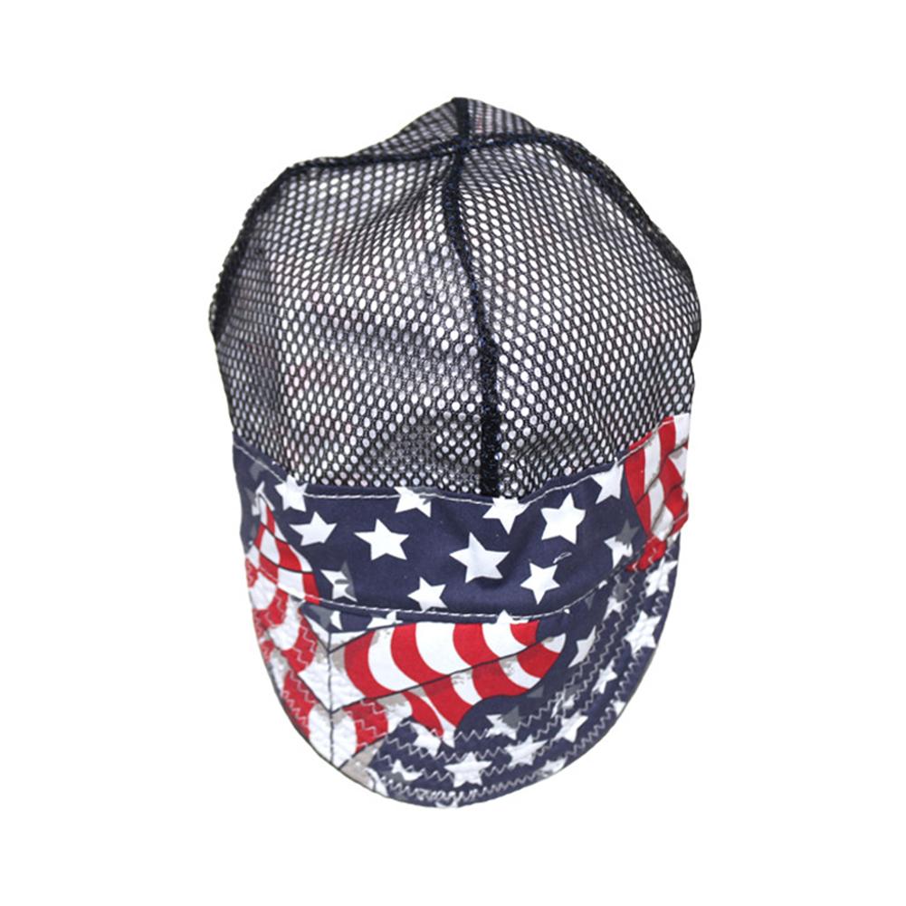 Model cu stele și dungi Căciulă de sudare din bumbac pur, reglabilă, absorbantă de transpirație, respirabilă, protecție a muncii, șapcă rezistentă la praf