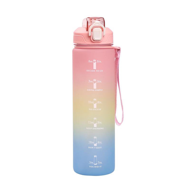 Outdoor frosted plastic cup gradual change sports portable kettle colorful space direct drinking water cup 1000ml