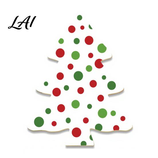 Christmas Tree Decorations Wooden Tabletop Decor Plaid Polka Dots Xmas Wood Signs Red Traditional Festive Ornaments Black Green Desktop Centerpieces