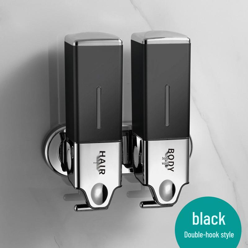Wall-Mounted Dual Soap Dispenser with Double Hook for Bathroom & Kitchen