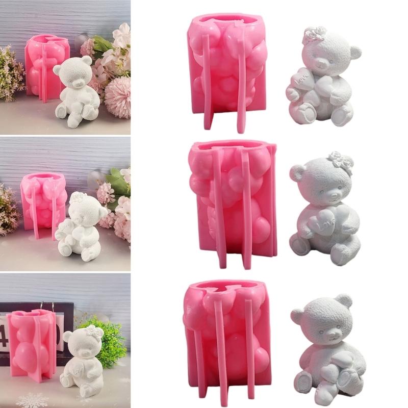 Flexible Silicone Mold Bear Figurine Shaped Candle Molds Scented Aromatherapys Making Mould Handmade Ornament Mould