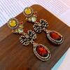 Elegant Knot Diamond Embedded Enamel Flower Earrings Vintage Court Style Women's Fashion Jewelry Personality Trend