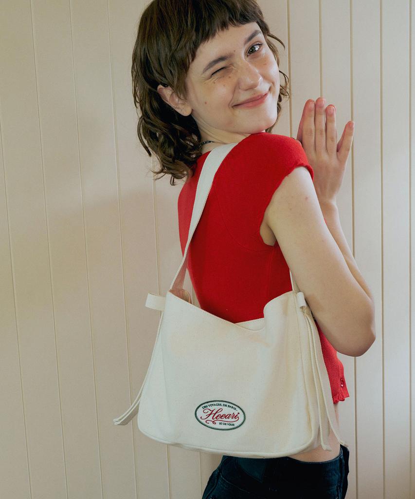 Heeari Lily Ribbon Tote Bag_Ivory