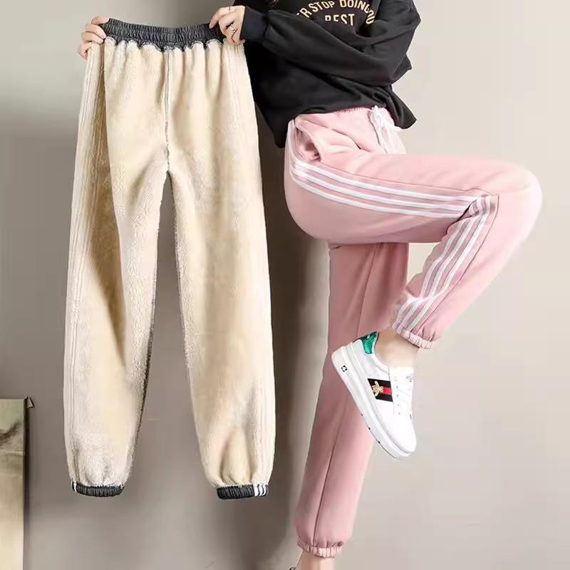 Women Winter Thick Lambskin Cashmere Pants Warm Female Casual Cotton Pants Loose Harlan Long Trousers S-5XL 3XL 4XL