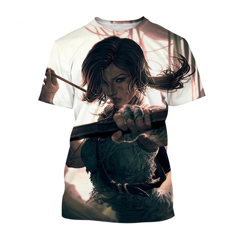 Nové nejprodávanější tričko Tomb Raider s 3D potiskem Tomb Raider Lara Personality Pánské Dámské Cool Street Style Dětské Krátký Rukáv