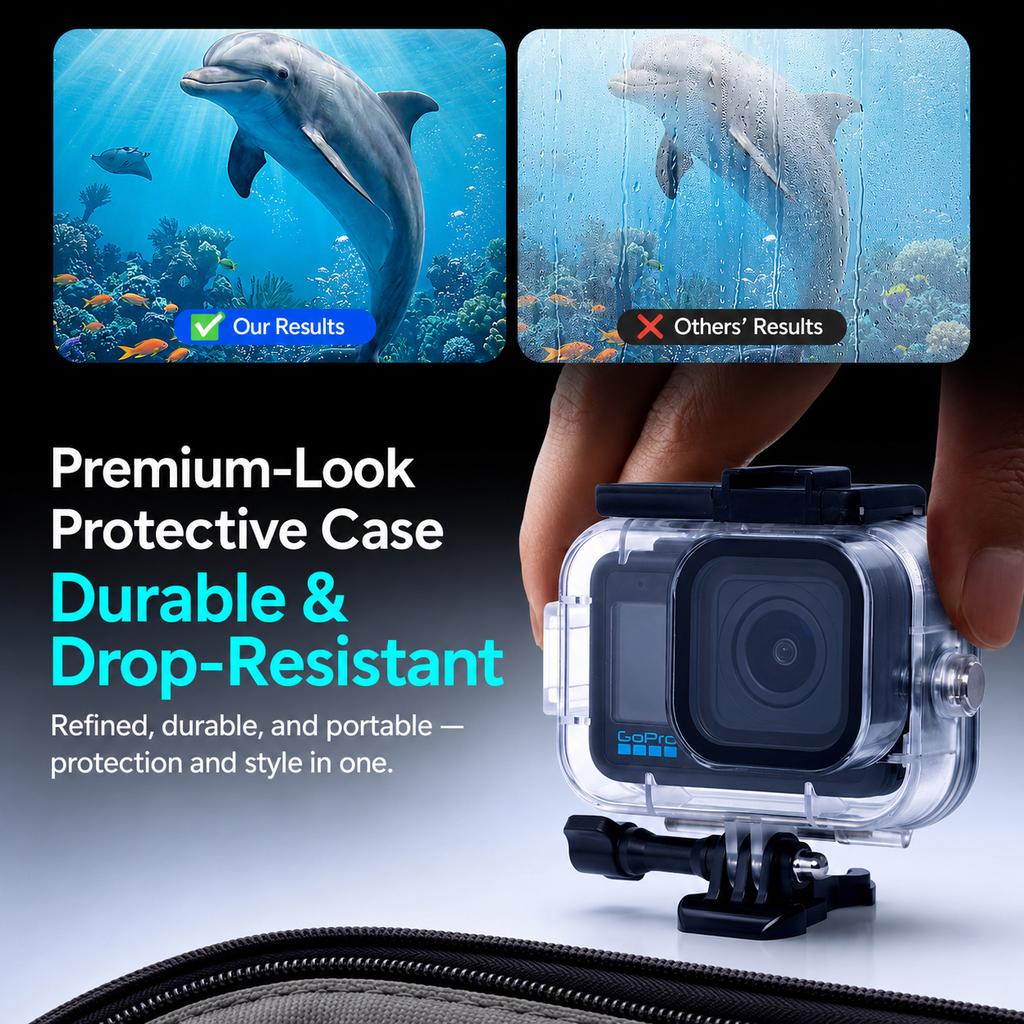 61M Diving Protective Housing Case for GoPro MISSION 1/Pro Rainproof Surfing Underwater Waterproof Cover Case Camera Accessories