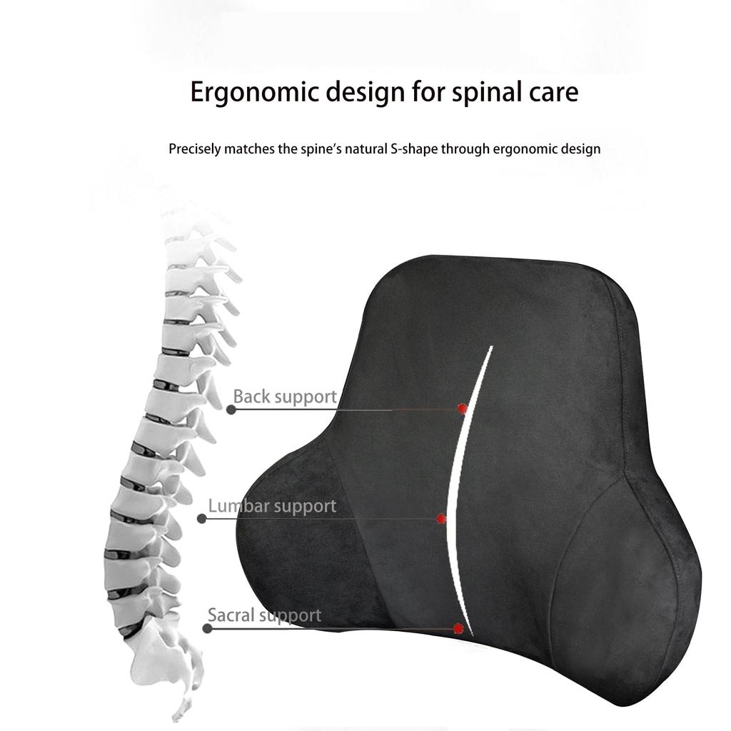 Forbell Lumbar Support Pillow for Office Chairs and Car Memory Foam Back Cushion for Lower Back Pain Soft Suede Ergonomic Back Support for Desk and
