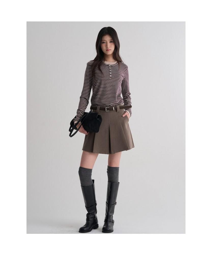 8SECONDS Suede Belted Skirt Beige